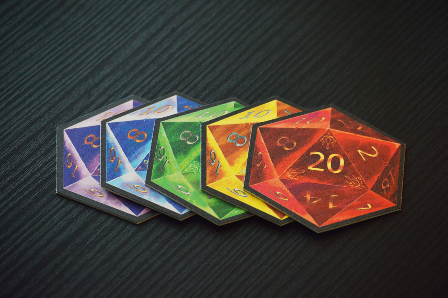 D20 Coasters - Full Color Set - 5 Pack