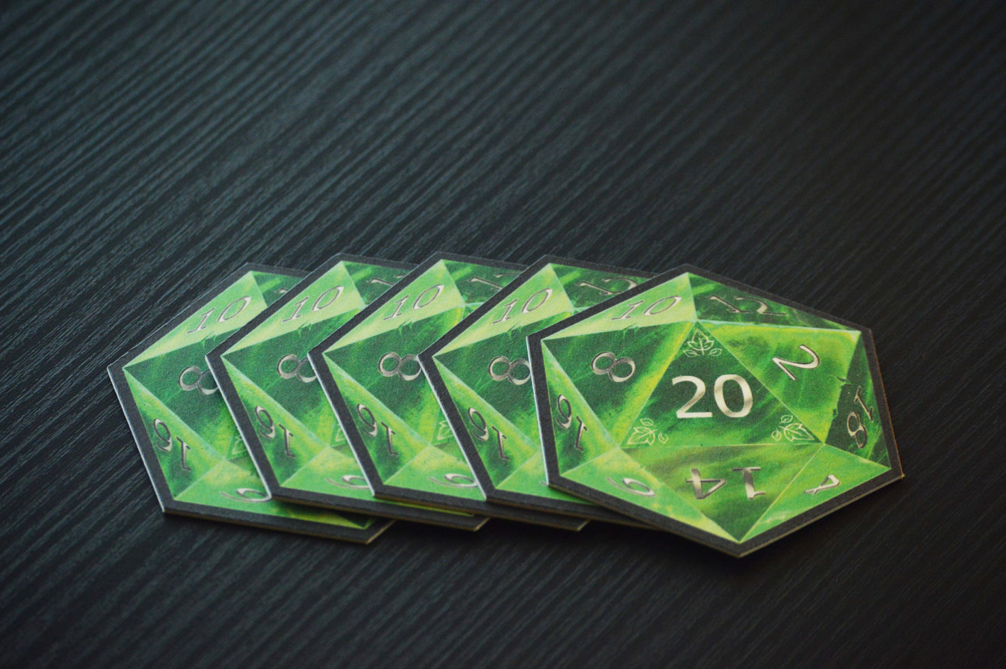 D20 Coasters - Green - 5 Pack
