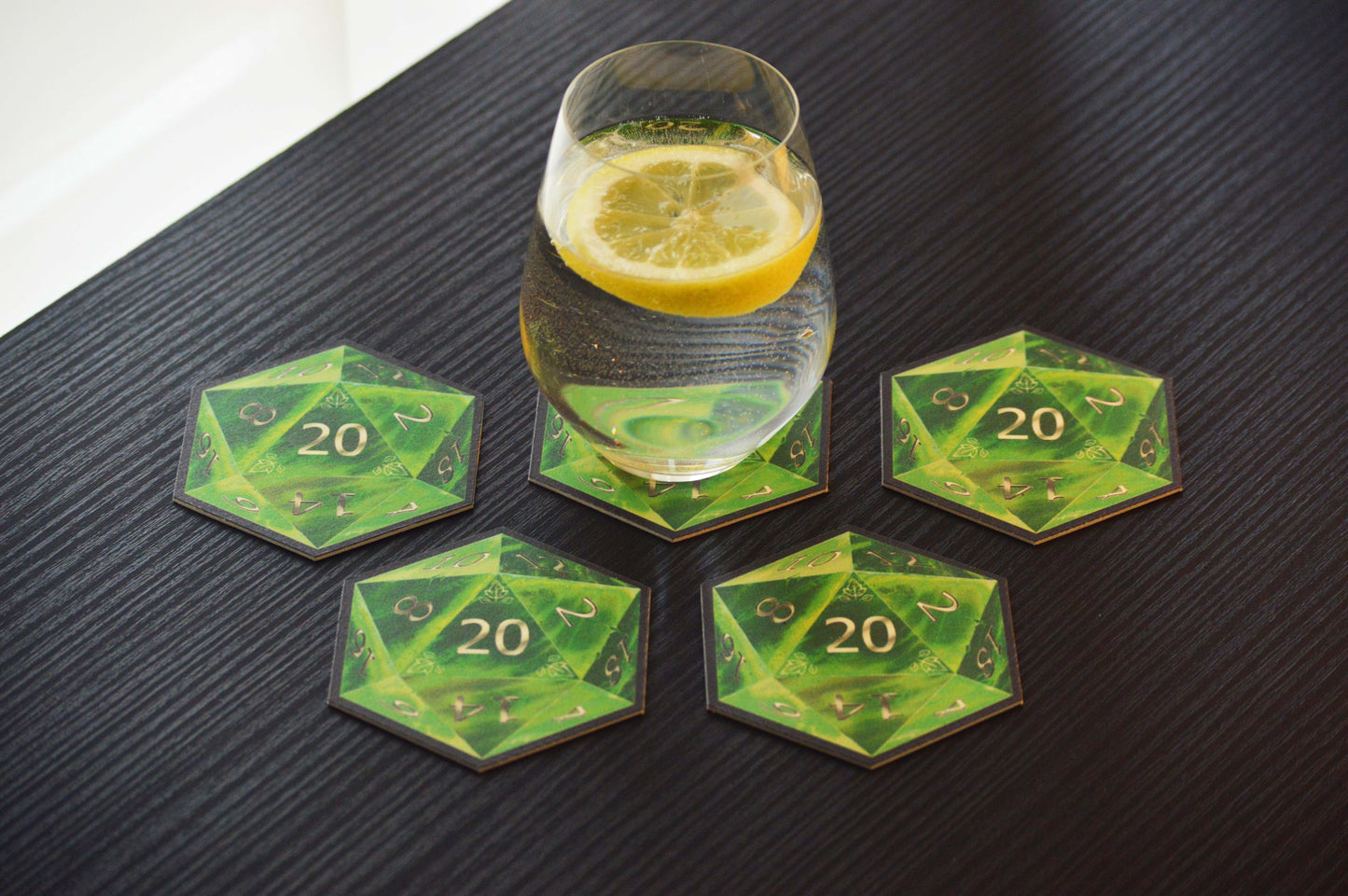 D20 Coasters - Green - 5 Pack