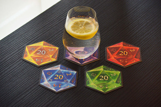 D20 Coasters - Full Color Set - 5 Pack