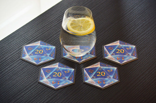 D20 Coasters - Blue - 5 Pack