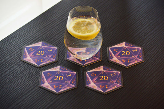 D20 Coasters - Purple - 5 Pack