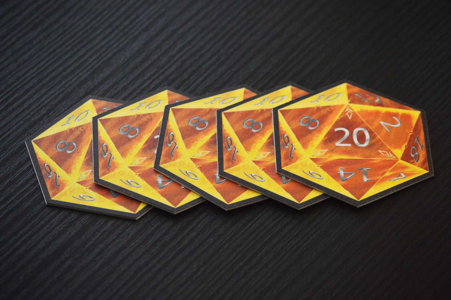 D20 Coasters - Yellow - 5 Pack