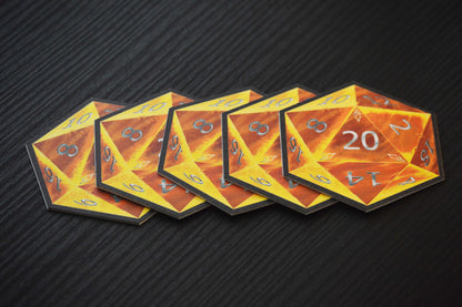 D20 Coasters - Yellow - 5 Pack