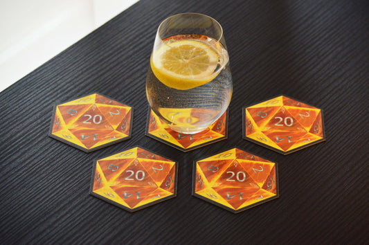 D20 Coasters - Yellow - 5 Pack